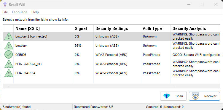 Recall WiFi pour récupérer les mots de passe Wi‑Fi déjà enregistrés sur votre ordinateur