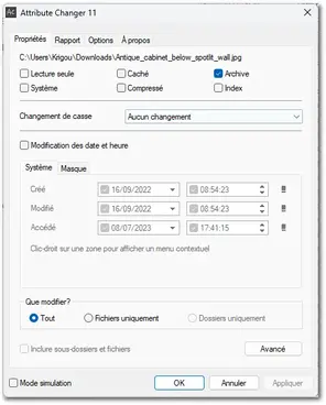 Attribute Changer lets you modify file attributes