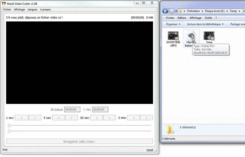 Moo0 Video Cutter permet d'extraire des scènes de vos vidéos ou des films