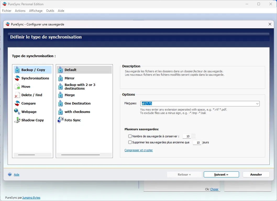 PureSync – outil de synchronisation et de sauvegarde de fichiers pour Windows