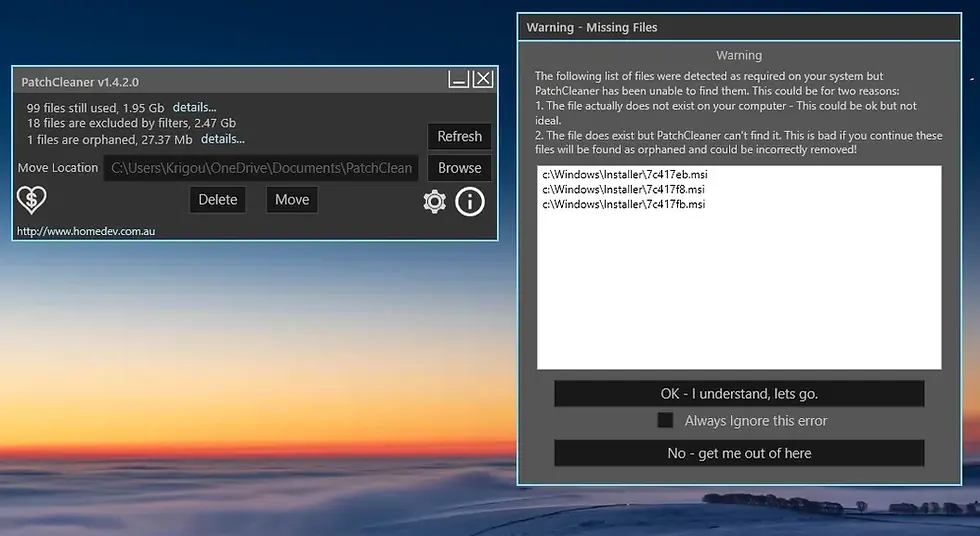 PatchCleaner – nettoyeur de fichiers MSI et MSP