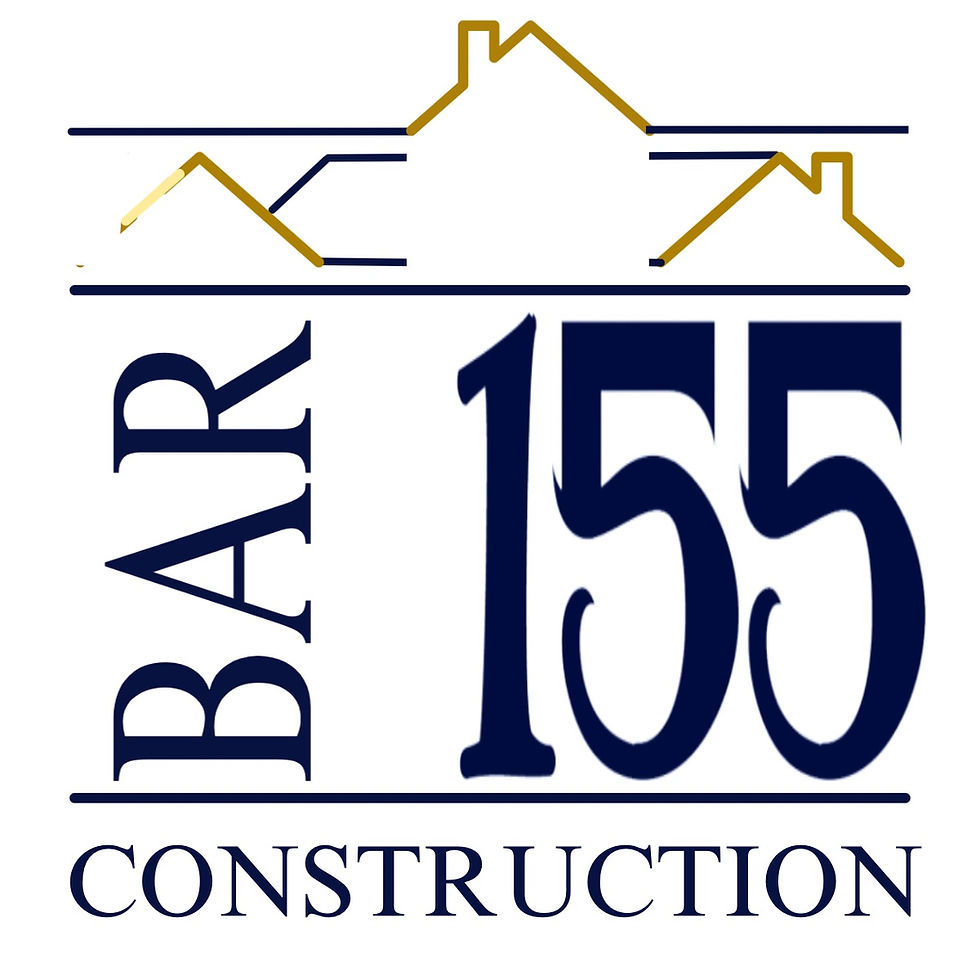 Bar 155 Construction logo with rooftops