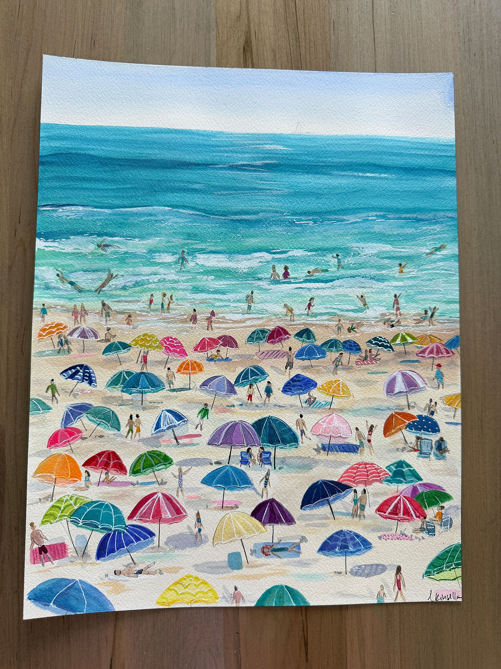 Thumbnail: Solstice 3: "It's A Beach Day!" 11"x14" framed original watercolor
