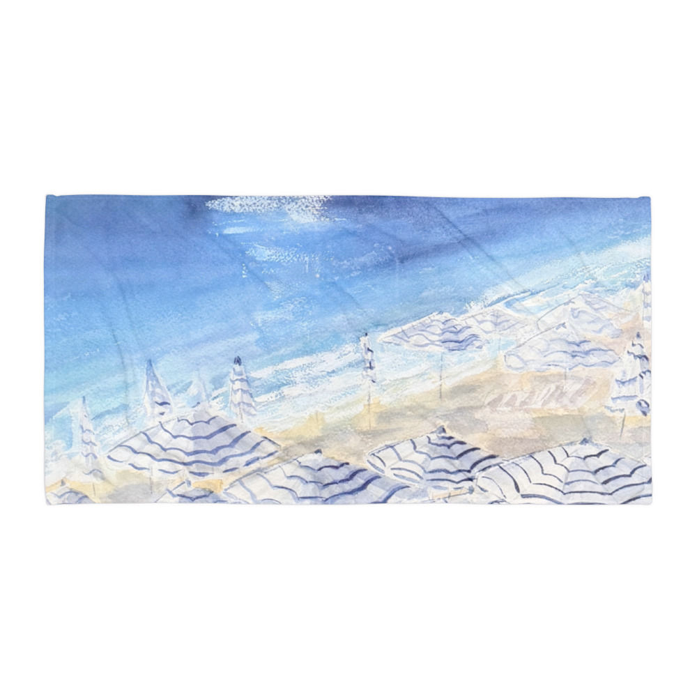 Blue Umbrellas Beach Towel