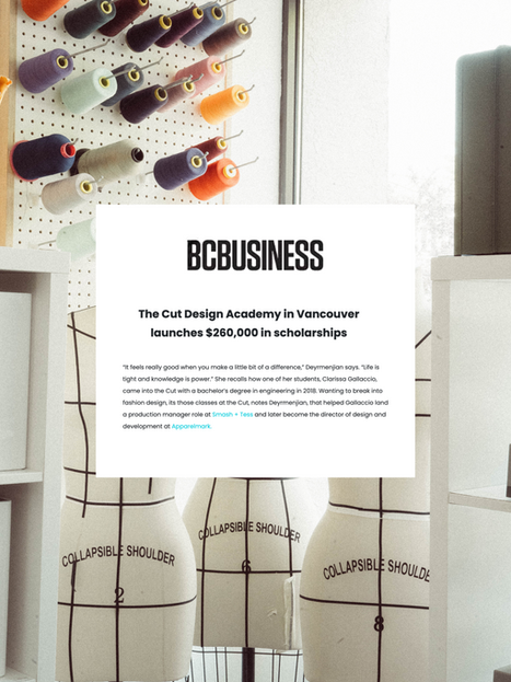 BC Business article featuring The Cut Design Academy, secured by Rain Korab.