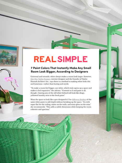 Real Simple design feature with Dee Dee Taylor Eustace on small space paint strategies, secured by Korab Communications.