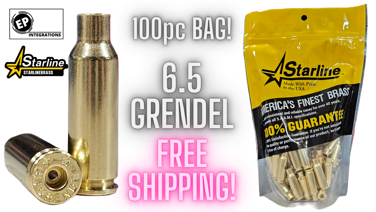 6.5 GRENDEL (SR-primer) - STARLINE BRASS - 100pc BAG! FREE SHIP 50 STATES!