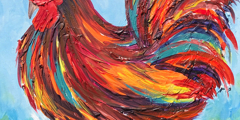 Painting & Vino with Susie "Barnyard Strut" Register at paintingandvino.com