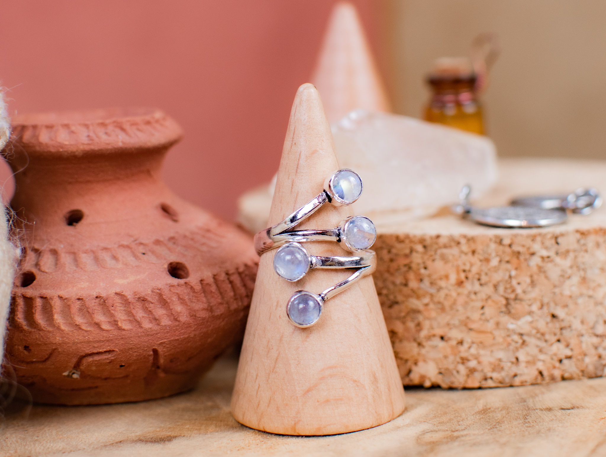 Bague 4 pierres de lune