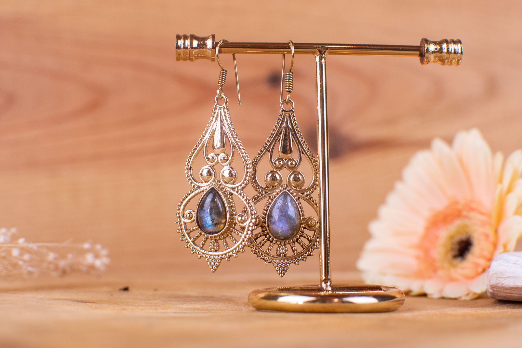 Boucles d'oreilles labradorite