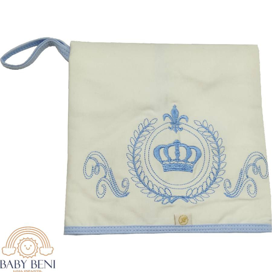 Toalha de boca Off-White/Azul com prendedor chupeta - 3123