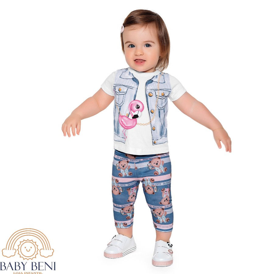 Conjunto Blusinha e Capri Flamingo e Ursos - 2004