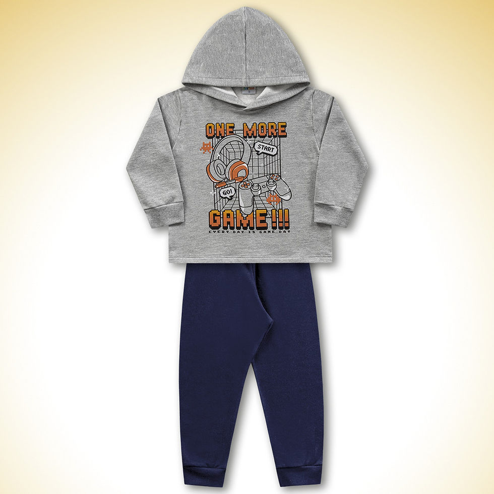 Miniatura: Conjunto Blusa com capuz Cinza e calça moletom Azul marinho More Game - 1350