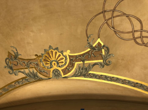 Series of 3 exterior loggia ceilings painted over stucco with 23kt details-9