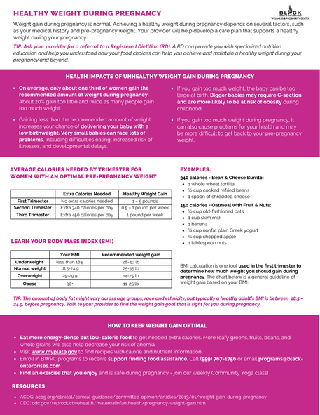 HEALTHY WEIGHT GAIN DURING PREGNANCY