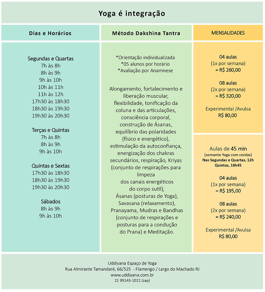 Mensalidades Yoga Uddiyana