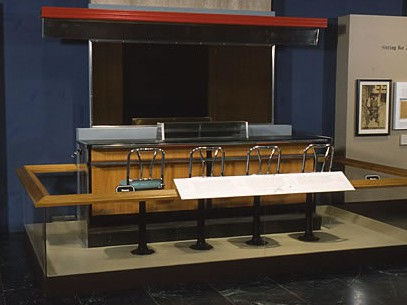 a monument to the US civil rights movement, a section of the lunch counter from the sitins in Goldsboro, NC