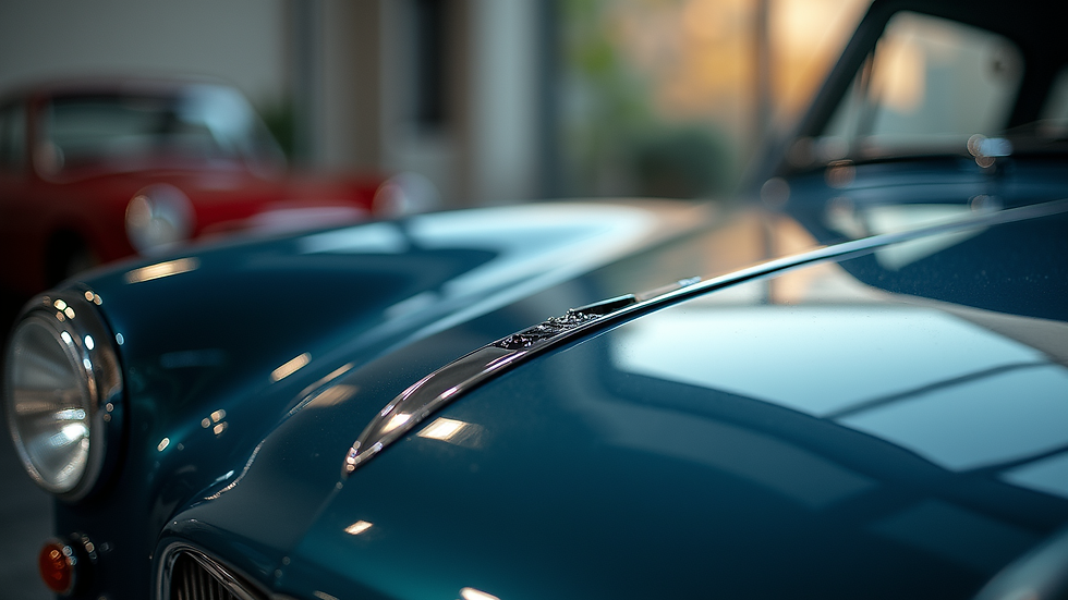 Close-up view of a shiny car hood after detailing