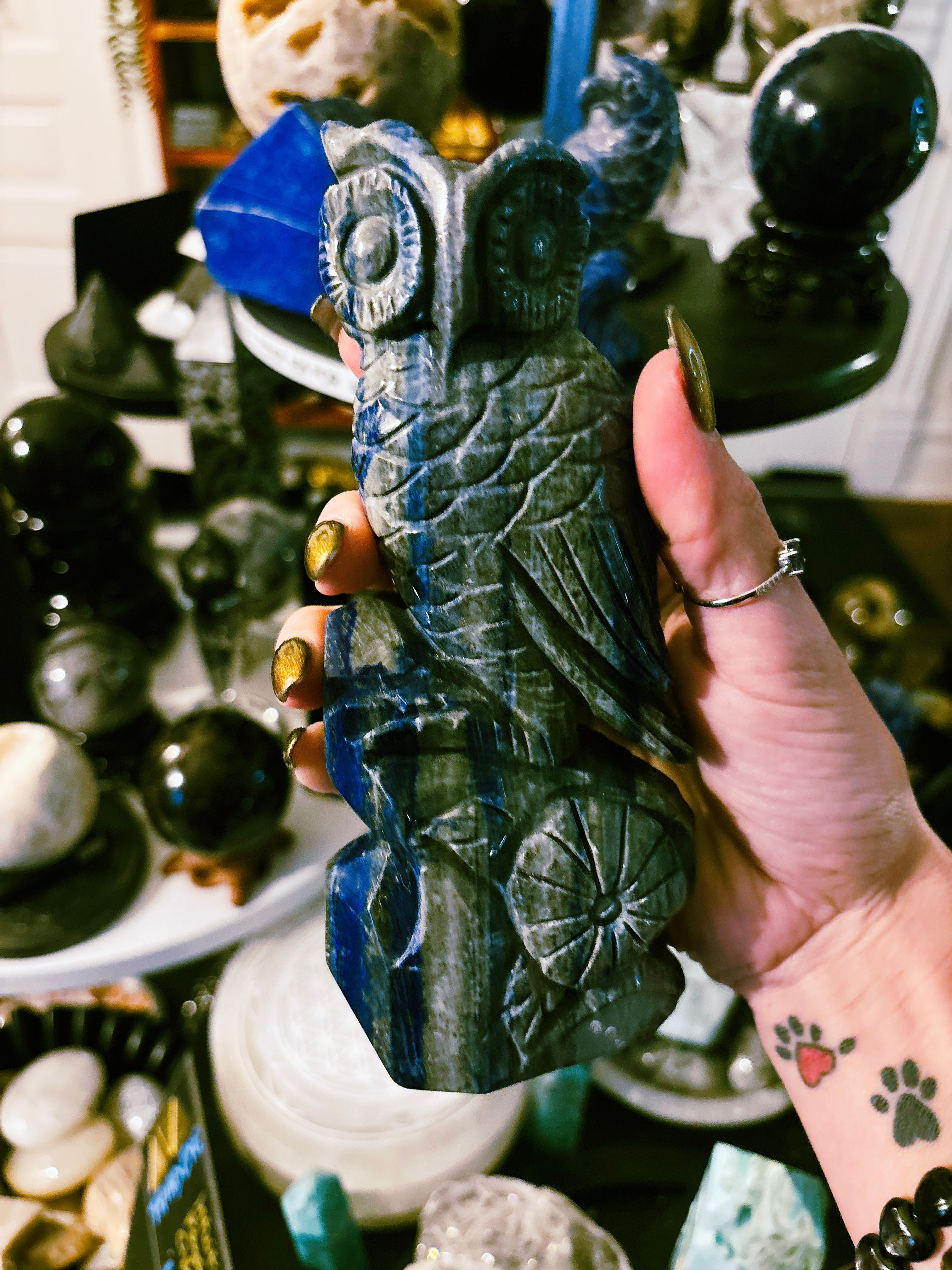 Lapis Lazuli Owl Carving