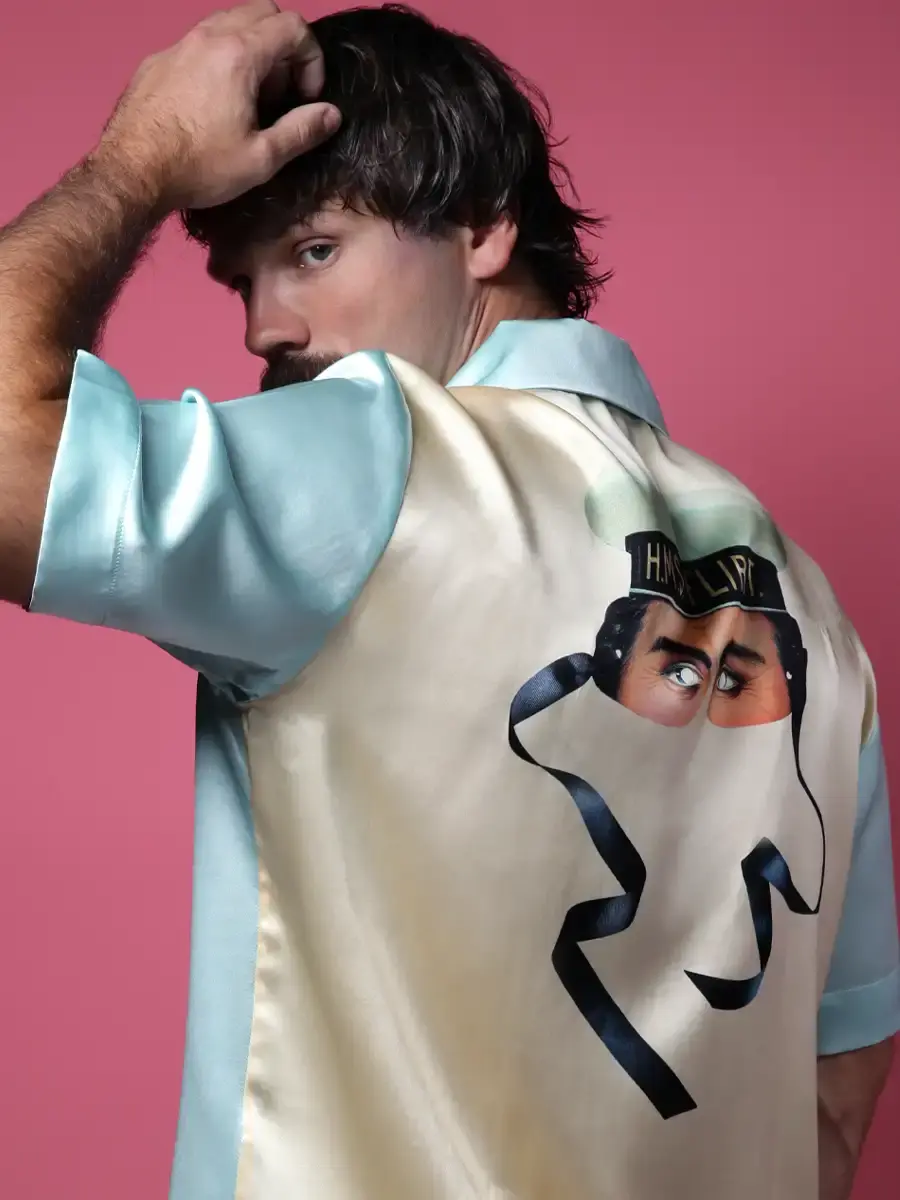 Thumbnail: The Flirt Shirt - Cream and Seafoam Green Silk Resort Shirt