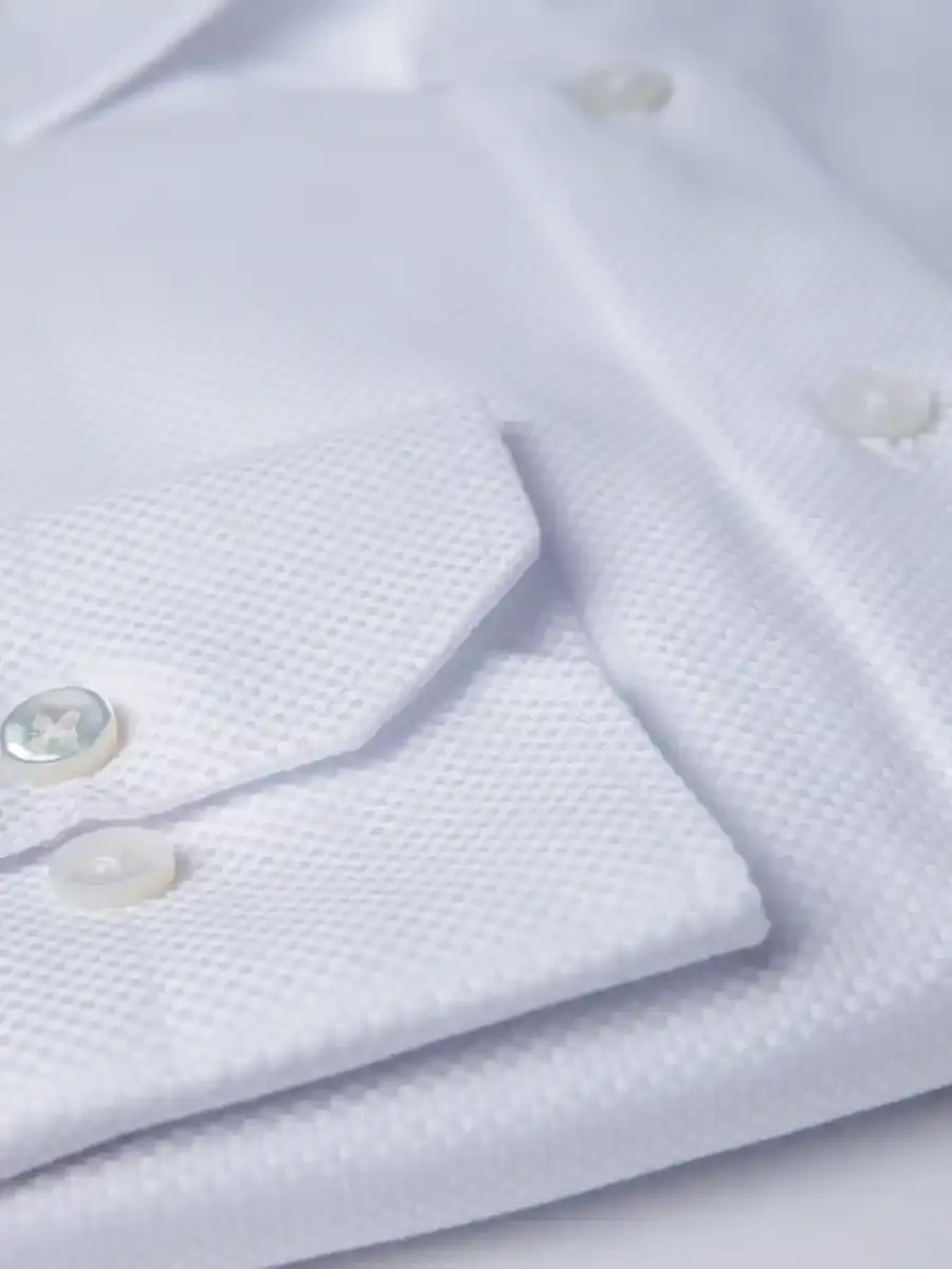 Thumbnail: White Cotton Basket Weave  Shirt