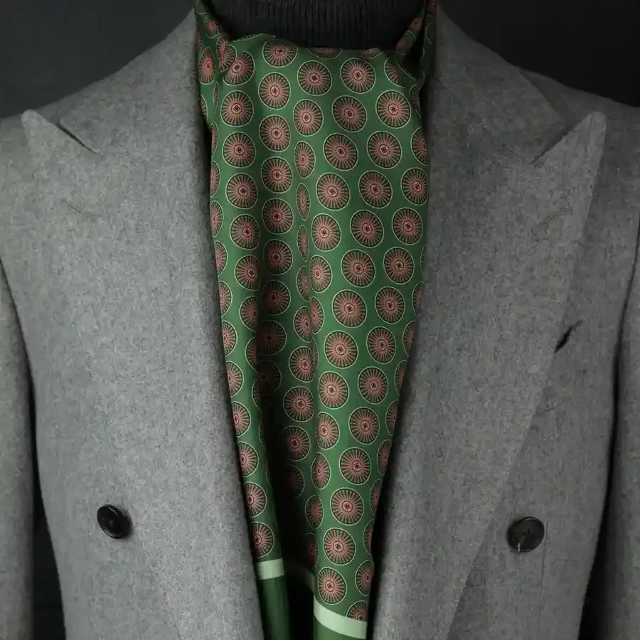 Thumbnail: Oscar Green and Copper Silk Pin Fringe Scarf