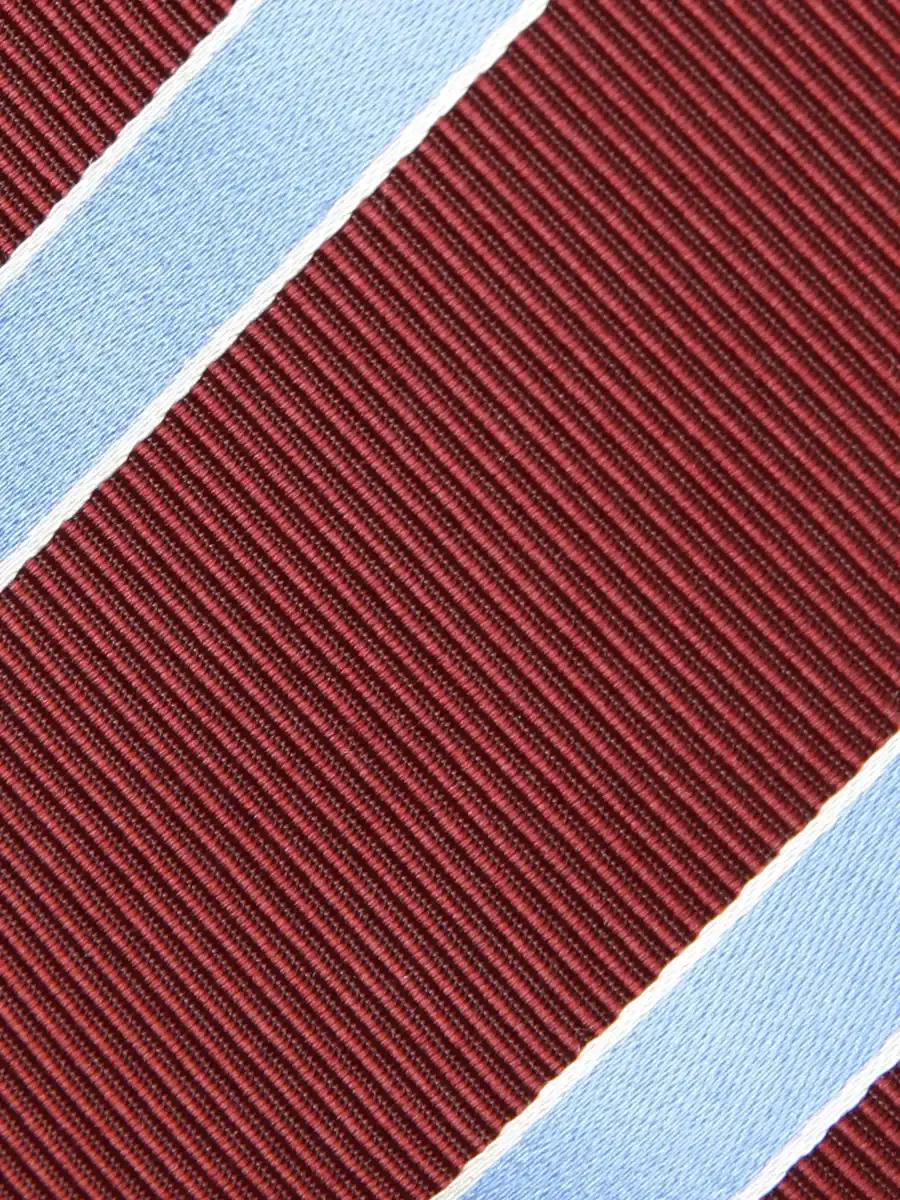 Thumbnail: Burgundy and SkyBlue  Striped Silk Tie