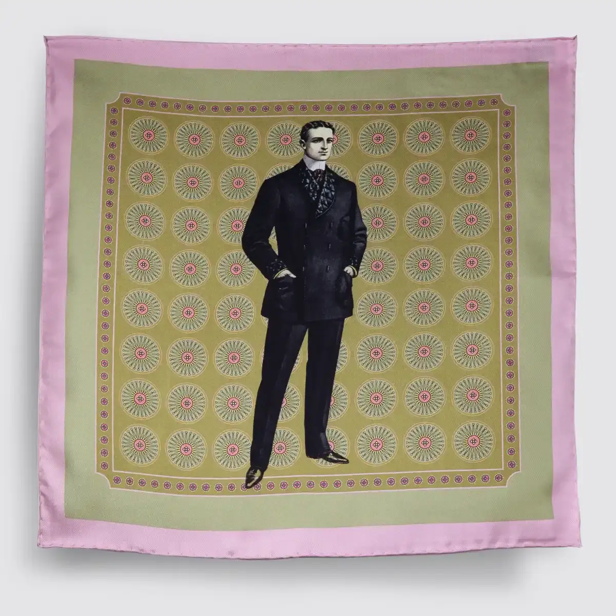 The OG Thomas  Dusty Pink and Taupe Silk Pocket Square 40 x 40