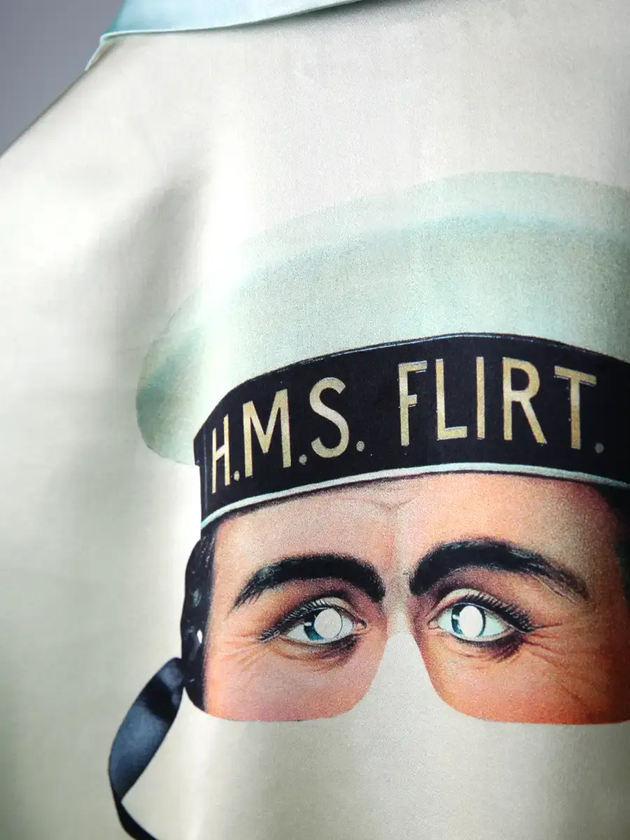 Thumbnail: The Flirt Shirt - Cream and Seafoam Green Silk Resort Shirt