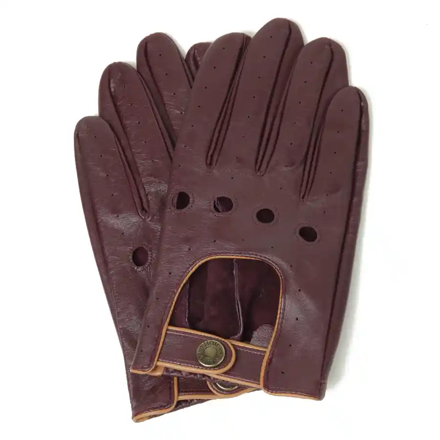 Oxblood Leather Touch Screen Driving Gloves