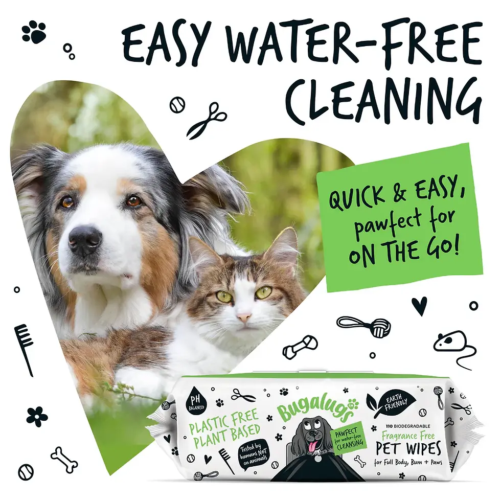 Thumbnail: Bugalugs Fragrance Free Pet Wipes for Full Body, Bum & Paws (110)