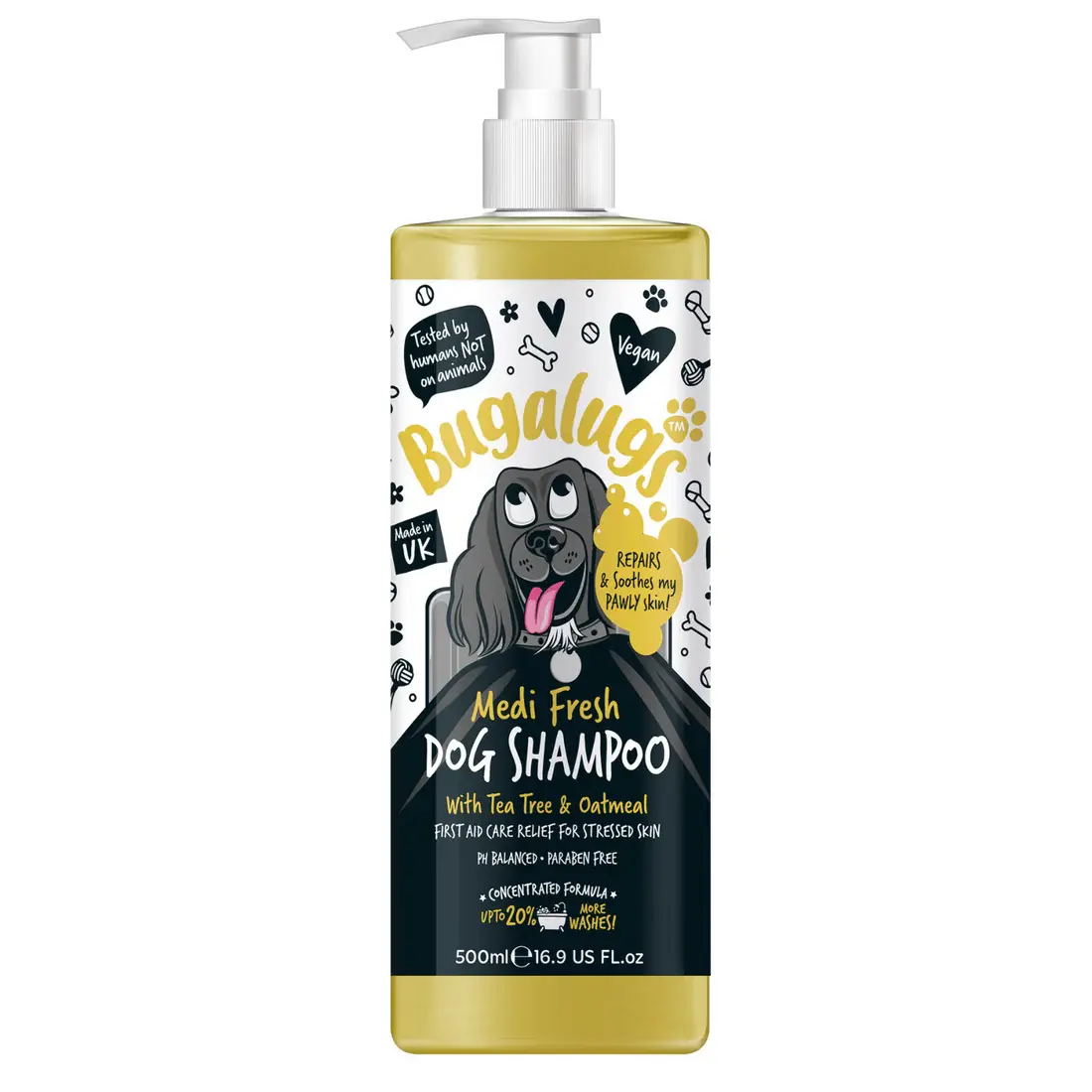 Bugalugs Medi Fresh Dog Shampoo with Tea Tree & Oatmeal 500ml