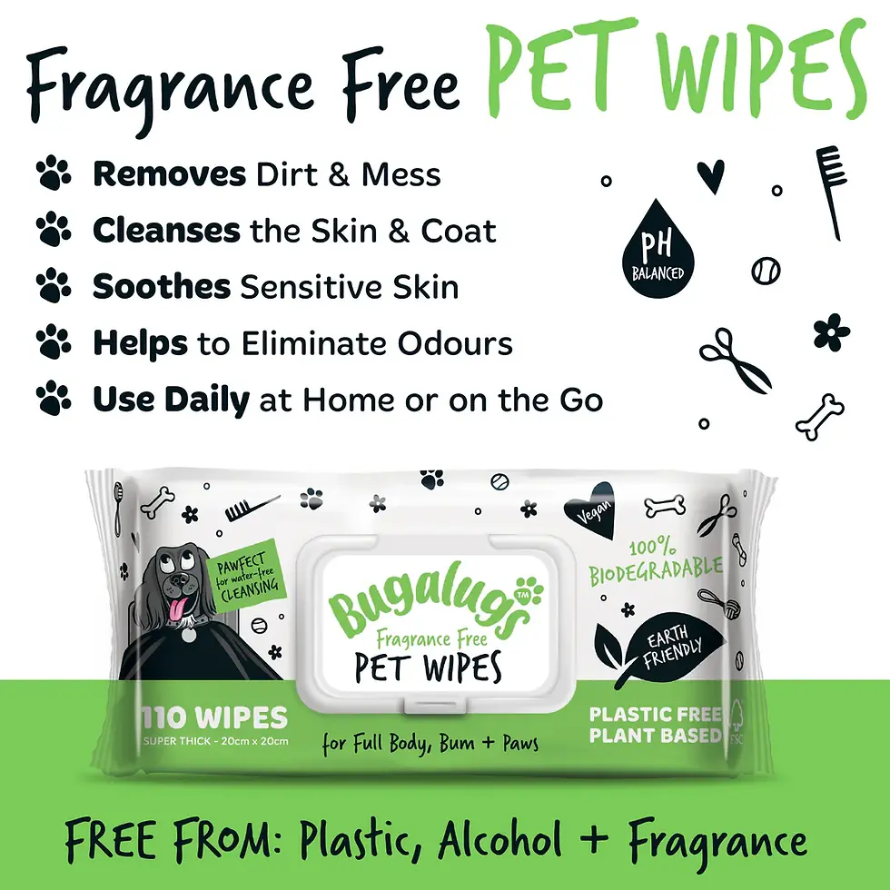 Thumbnail: Bugalugs Fragrance Free Pet Wipes for Full Body, Bum & Paws (110)