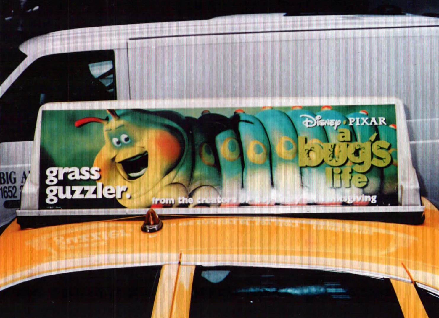 Disney Pixar A Bug's Life ad on a New York City taxi top