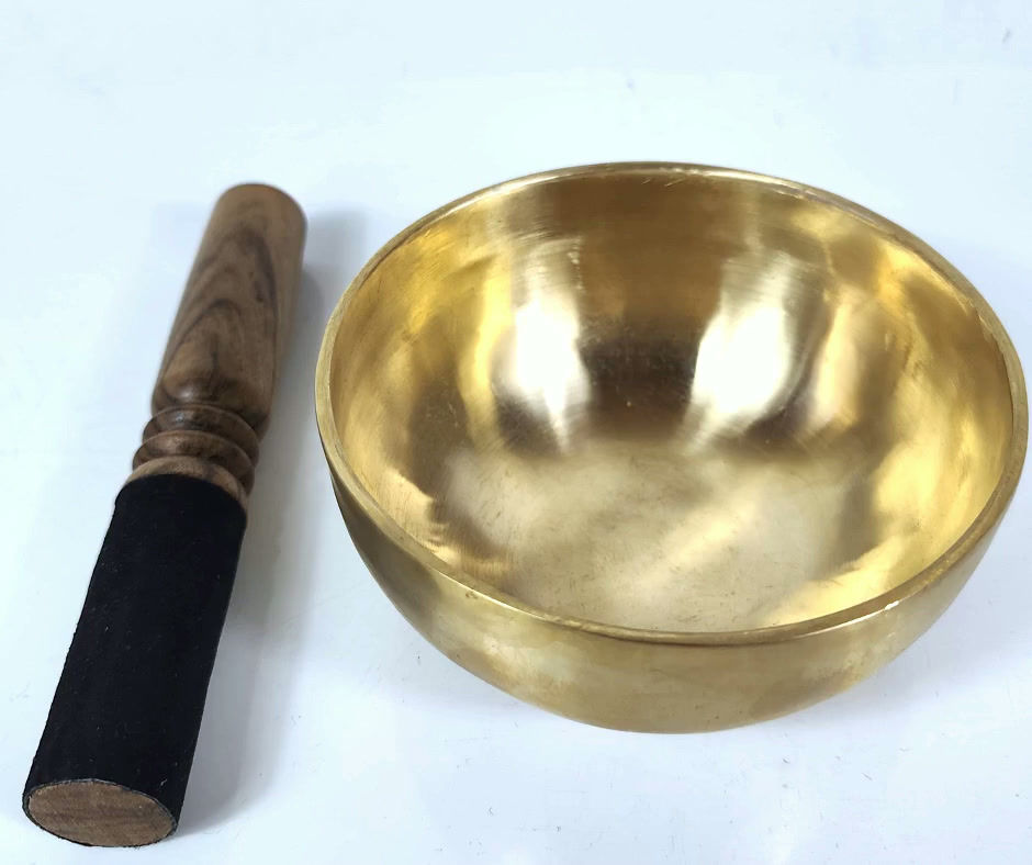 Klangschale Kopf - 405 gr. 13 cm - matt - Klangmassage Meditation Therapie - Video MP3
