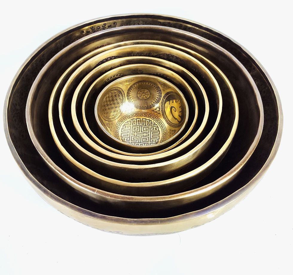 Thumbnail: Klangschalen 7er Chakra Set Laser Gravur 8,1 kg - Klangmassage Therapie