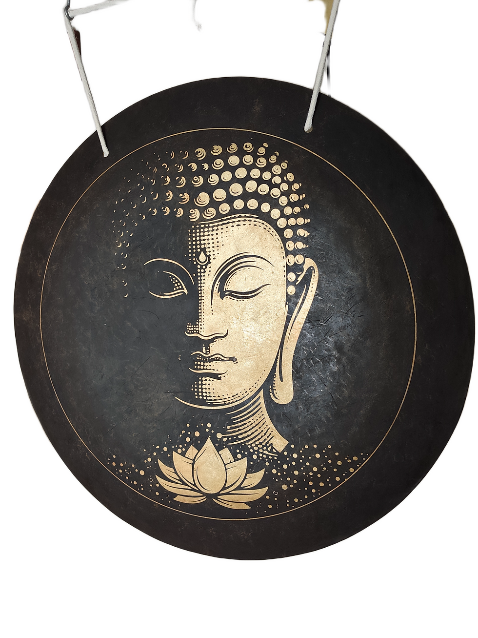 Feng-Gong Wind-Gong - Buddha Design - 34"/85 cm Therapiequalität Handarbeit