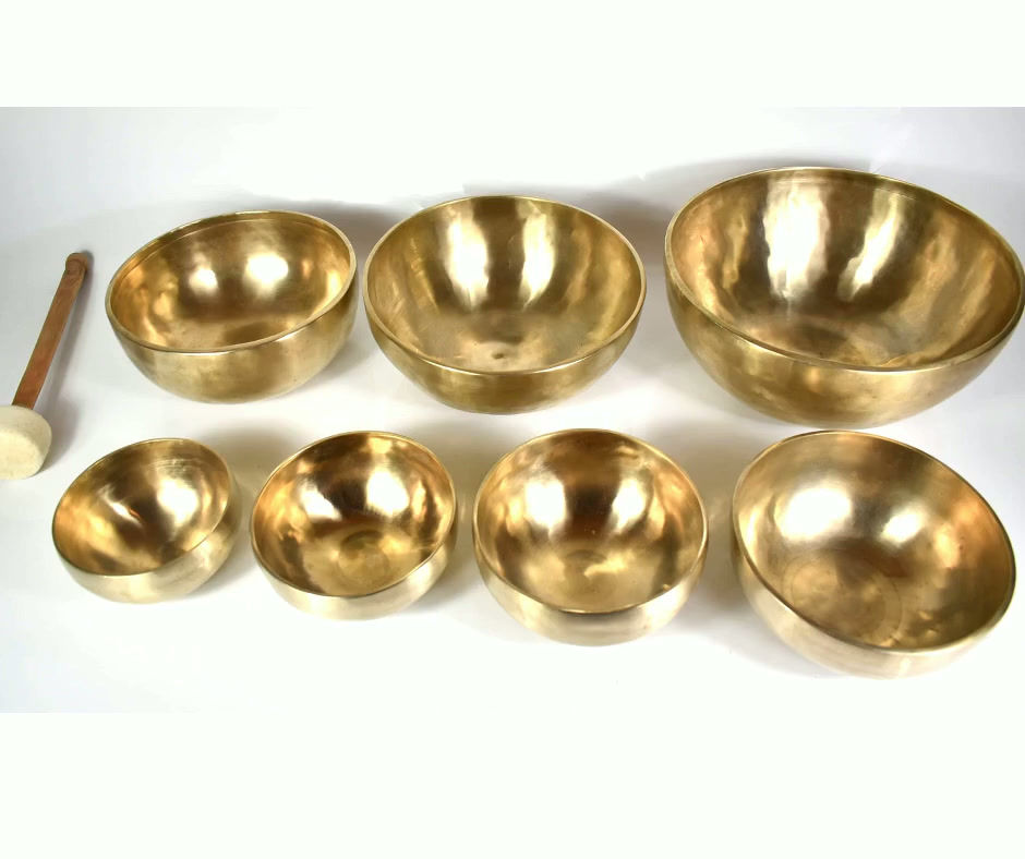 Klangschalen 7er Chakra Set 9,3 kg - matt - Klangmassage/Meditation/Therapie - Video/MP3