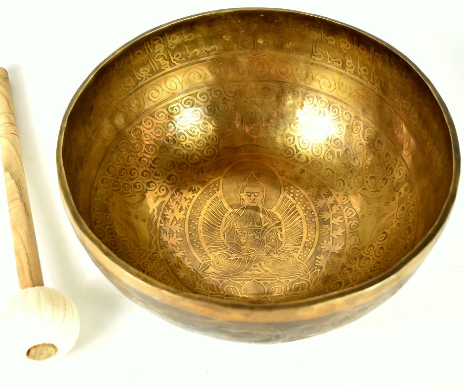 Klangschale Becken - Buddha Gravur - 2398 gr. 29 cm - Klangmassage - Video