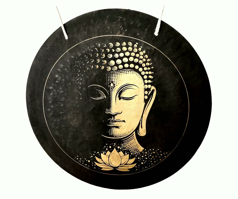 Feng-Gong Wind-Gong - Buddha Design - 24"/60 cm Hand-Gong Therapiequalität - Video MP3