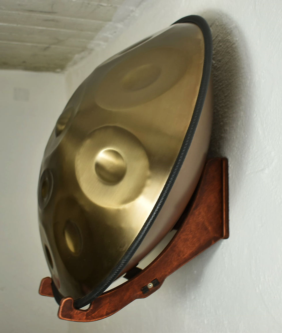 Thumbnail: Handpan - Wandhalterung Komplettset - kl. Modell - Holz/dunkelbraun