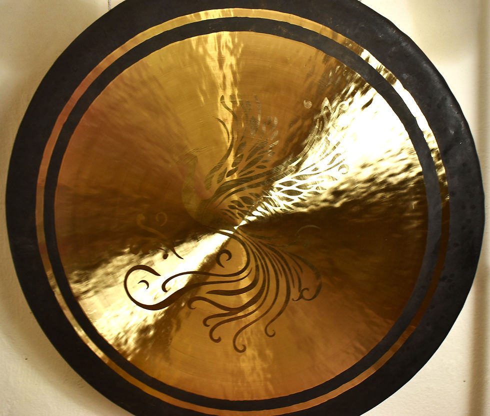 Thumbnail: Tam Tam Gong - Chao-Gong - Phönix-Gravur - ca. 40" / 100 cm ⌀