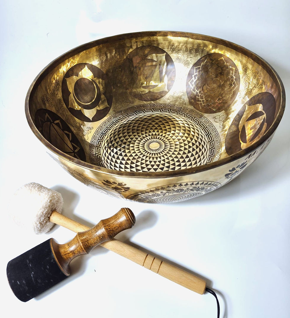 Fußklangschale Laser Gravur - 11,1 kg ca. 54 cm - Torus Yantra - Klangmassage