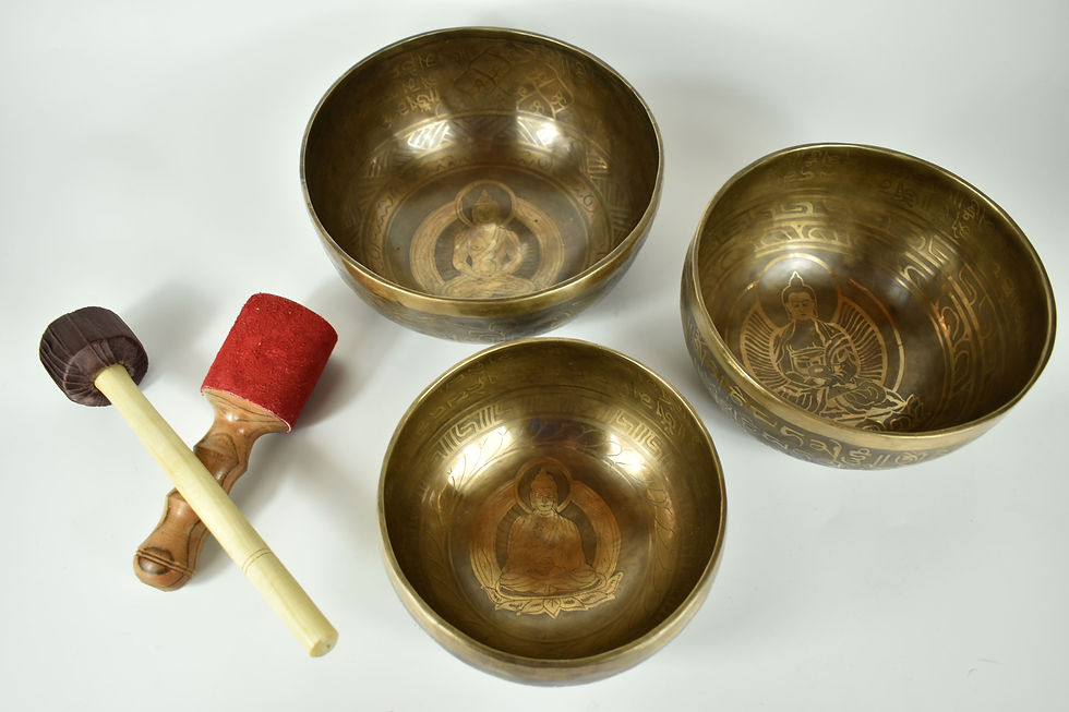 Klangschalen 3er Set - Buddha Gravur - Draufsicht