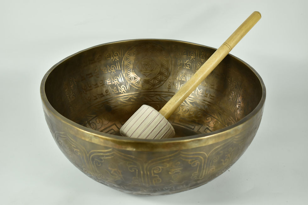 Miniaturbild: Fußklangschale mit Gravur Buddha - Vorderansicht