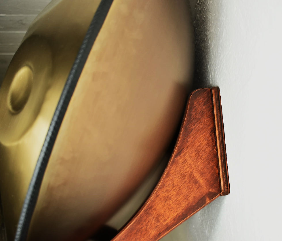Thumbnail: Handpan - Wandhalterung Komplettset - kl. Modell - Holz/dunkelbraun
