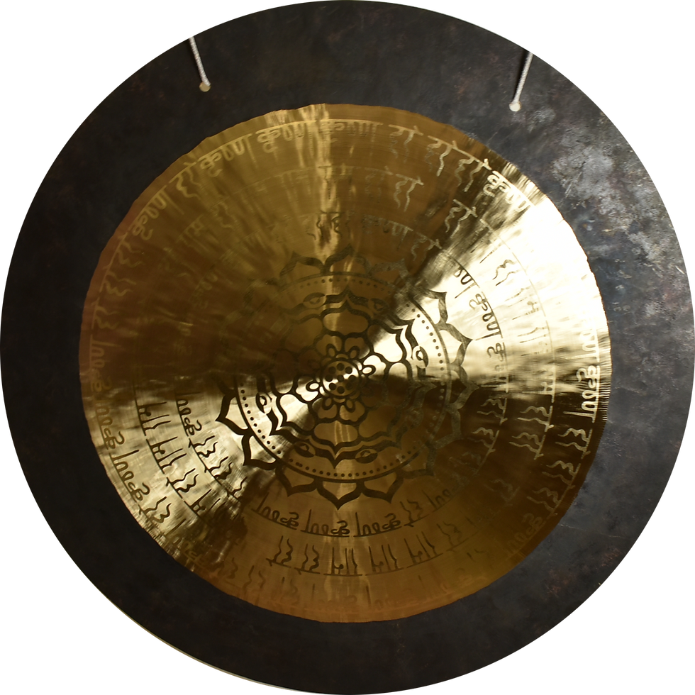 Feng-Gong/Wind-Gong - Lotus/Mantra 34"/85 cm traditionell geschmiedet