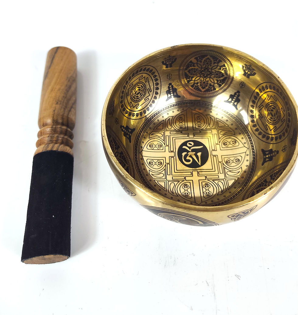 Thumbnail: Klangschale Kopf - Lasergravur - Om Symbol / Yantra - 340 gr. 12,5 cm Meditation