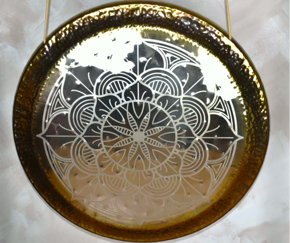 Neusilber Gong Spiegel Gong - Mandala - gold - ⌀ 32 " / 80 cm - Tam-Tam Chao - Video MP3