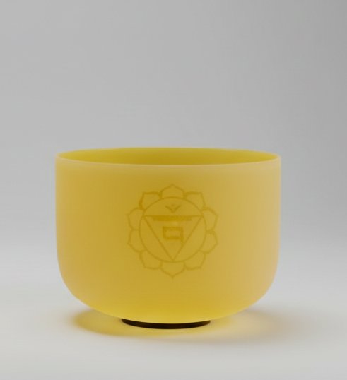 Kristallklangschale Note E/432 Hz - Gelb - 10 Zoll - Solarplexus-Chakra